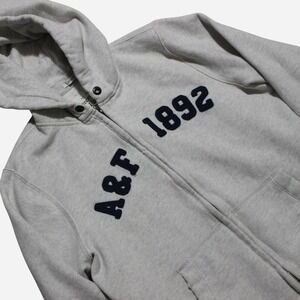Mens Y2K Preppy Abercrombie & Fitch Heavyweight Zip-up Hoodie